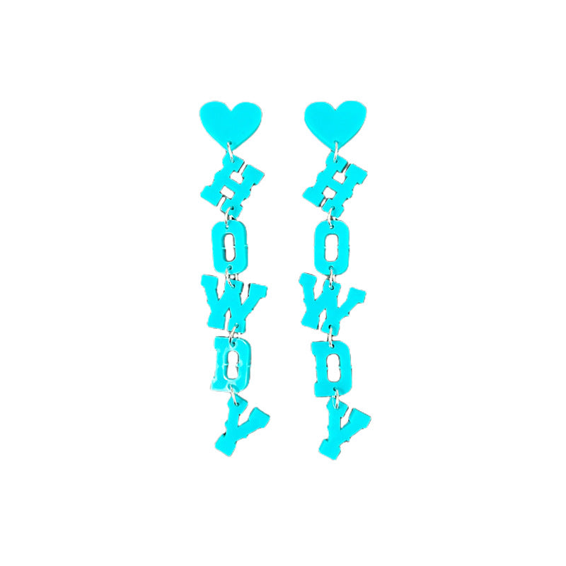 Wholesale Western Cowboy HOWDY Long Letter Acrylic Earrings